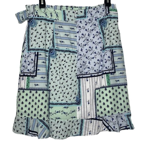 LOFT Womens Wrap Skirt Size 6 Floral Patchwork Ruffle Side Waist Tie Back Zip - Picture 3 of 7